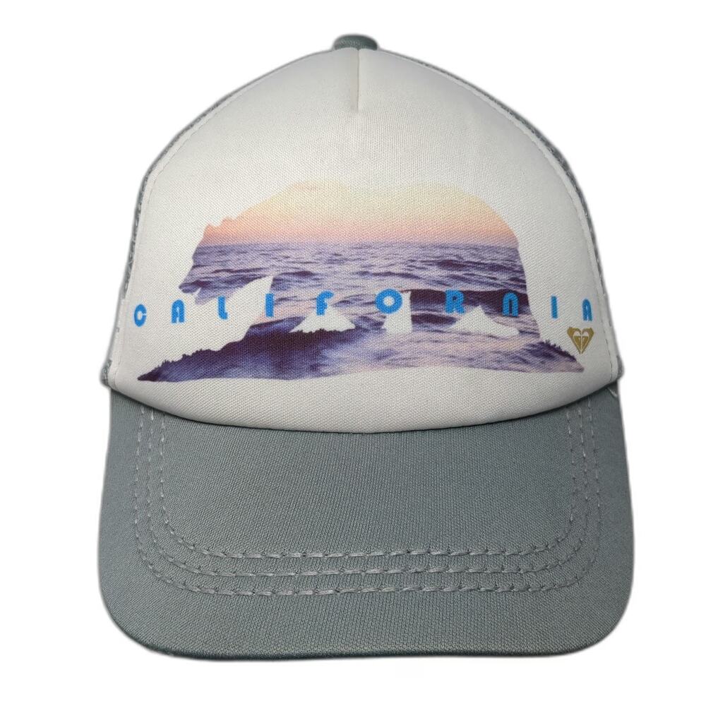 Roxy Trucker Hat Gray One Size California Mesh Snapback Foam Front Beach Surf